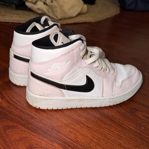 Nike Air Jordan High-Top Sneakers in White and Light Pink Accents